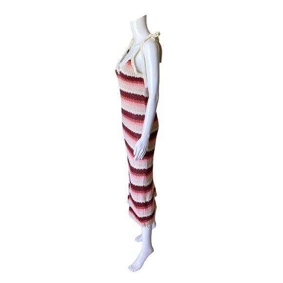 ZARA Womens Size Small Sleeveless Striped Tie Strap Sweater Knit Maxi Sun Dress - Picture 2 of 8